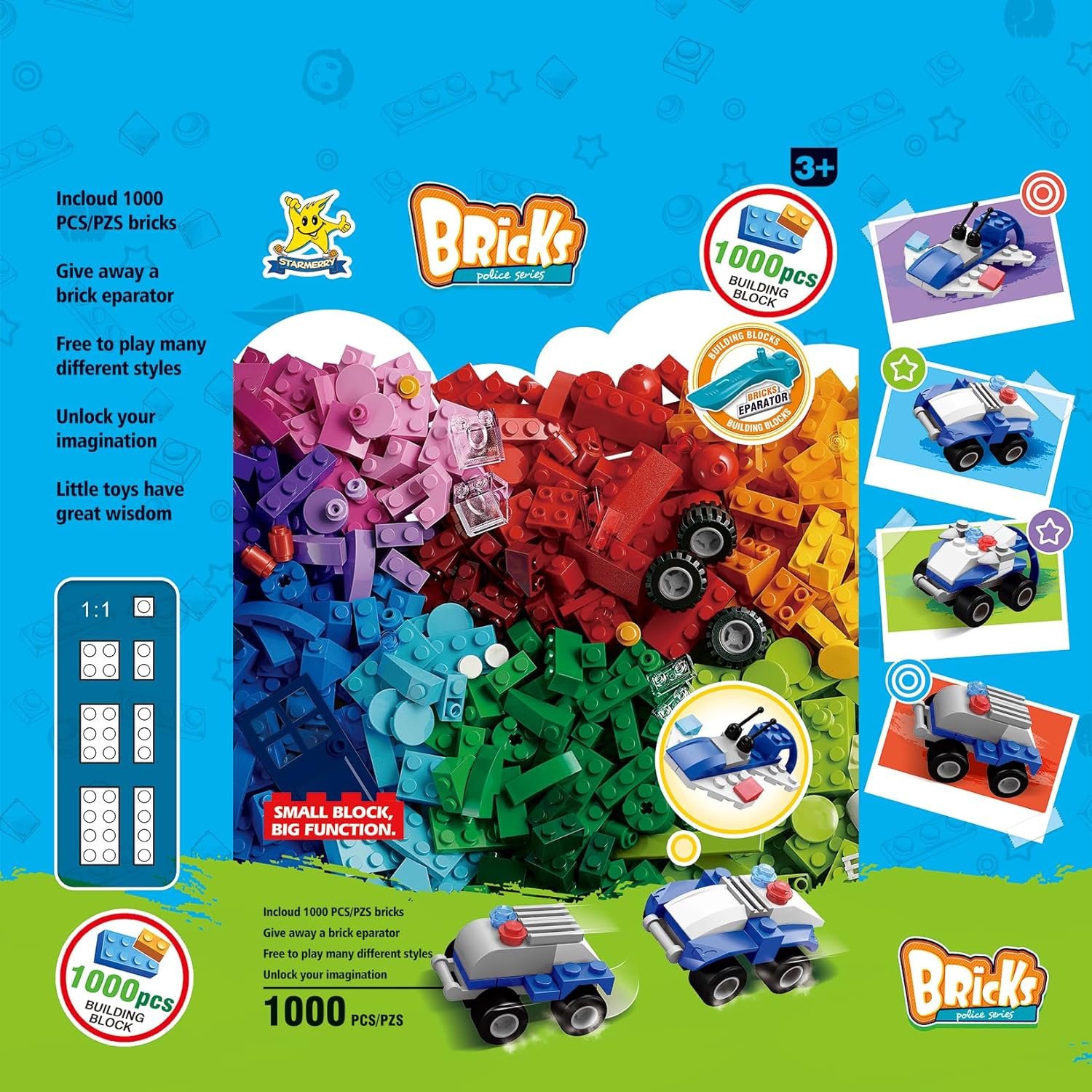 Bricks - Blocks De construction 1000 PCS Jeux Montessori