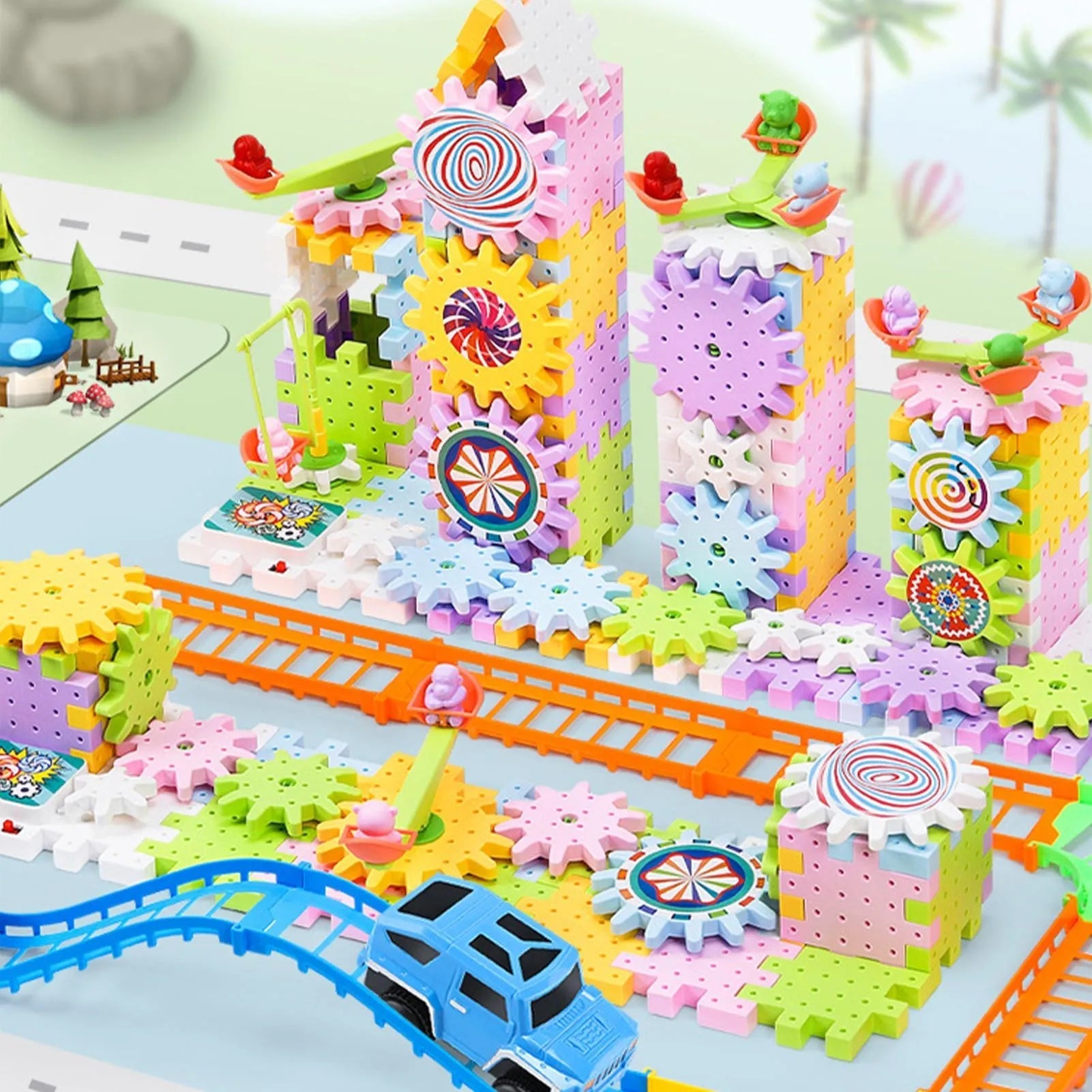 Blocs de Construction Engrenages Megacity 203pcs - Jeux Montessori