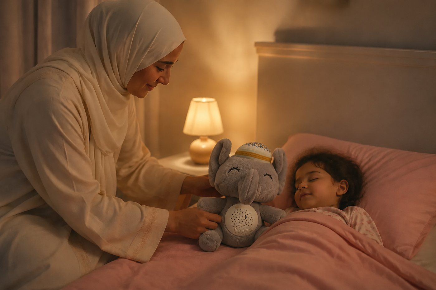 Doudou coranique avec veilleuse et moniteur bébé